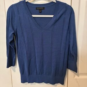 Banana Republic Women's Blue Pointelle 3/4 Sleeve Sweater S